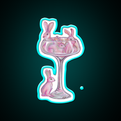 Pink Rabbits Cocktail Bar Decor Led Neon Sign Rgb Color - Size and dimension reference