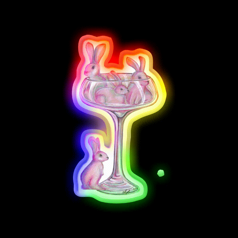 Pink Rabbits Cocktail Bar Decor Led Neon Sign Rgb Color - LED neon sign close-up detail