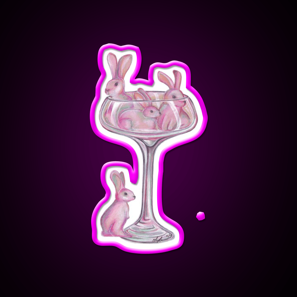 Pink Rabbits Cocktail Bar Decor Led Neon Sign Rgb Color - Shineneon