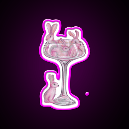 Pink Rabbits Cocktail Bar Decor Led Neon Sign Rgb Color - Shineneon