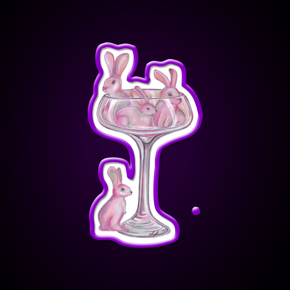 Pink Rabbits Cocktail Bar Decor Led Neon Sign Rgb Color - Shineneon