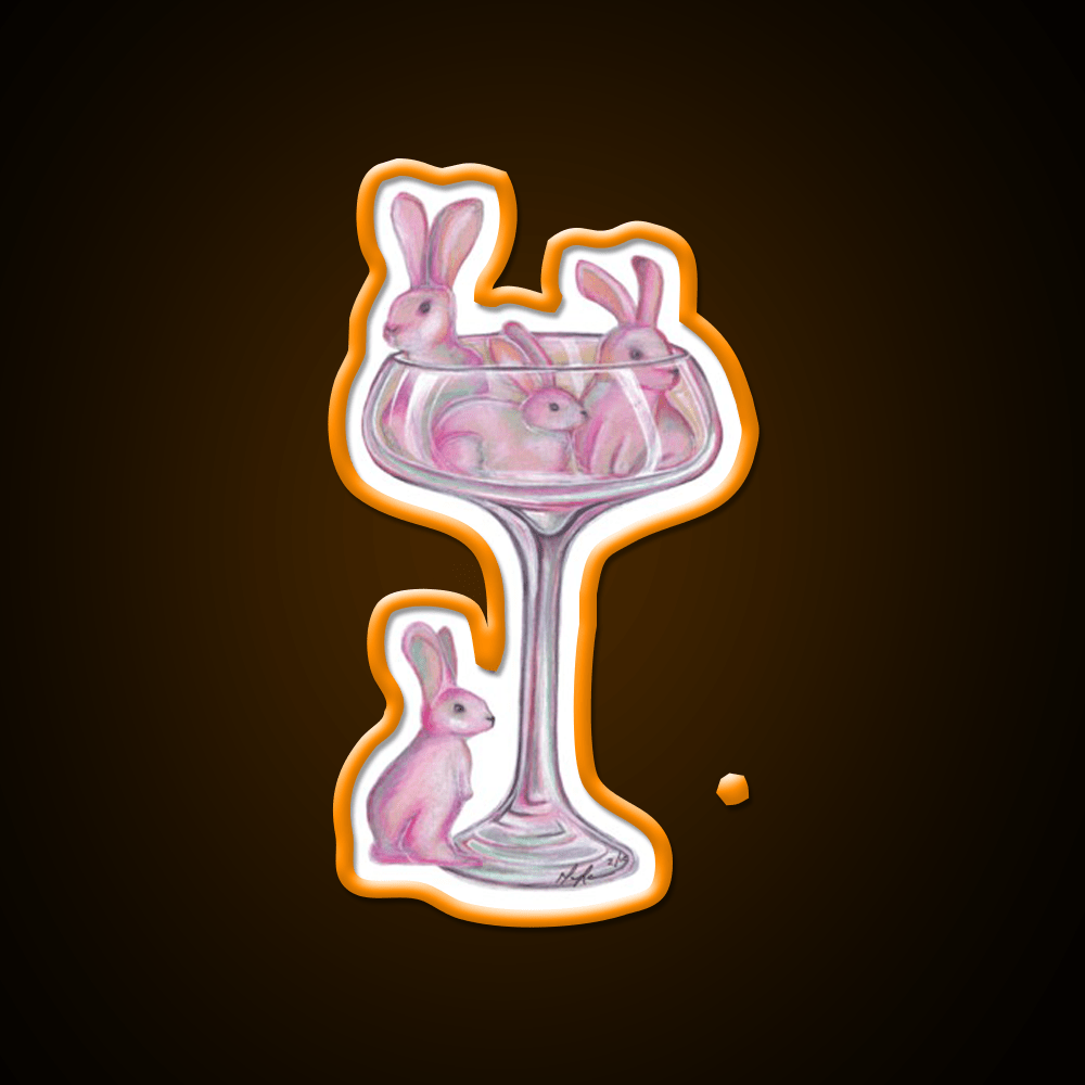 Pink Rabbits Cocktail Bar Decor Led Neon Sign Rgb Color - Shineneon