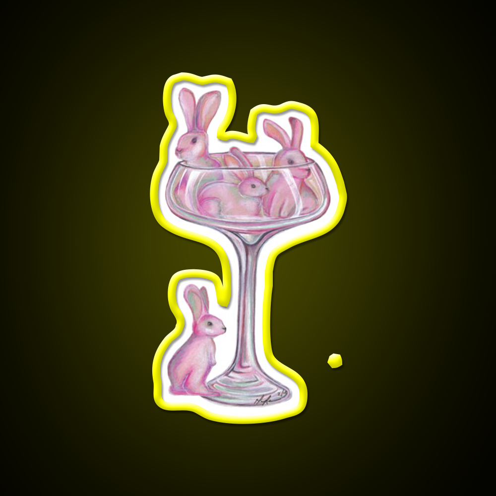 Pink Rabbits Cocktail Bar Decor Led Neon Sign Rgb Color - LED neon sign view 7