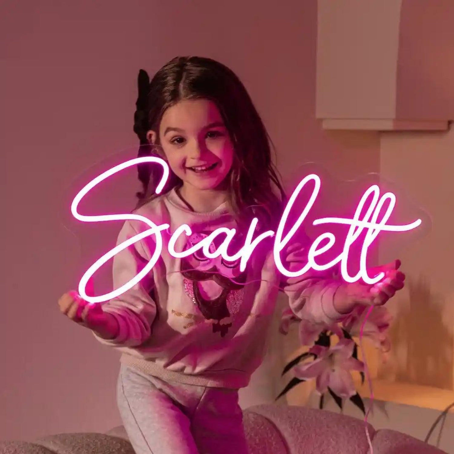 Pink Script Scarlett Led Neon Sign For Kids Room Decor | Shineneon