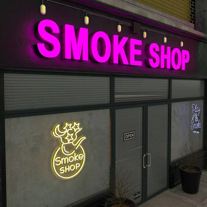 Pink Smoke Shop 3D Frontlit Letters Metal Led Sign - Shineneon