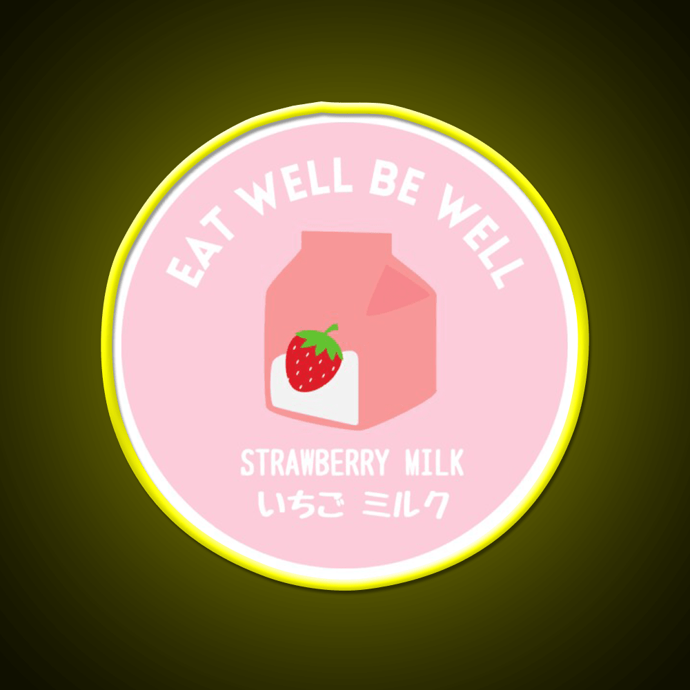 Pink Strawberry Milk Carton Japanese Food Snack Food Led Neon Sign Rgb Color - Shineneon