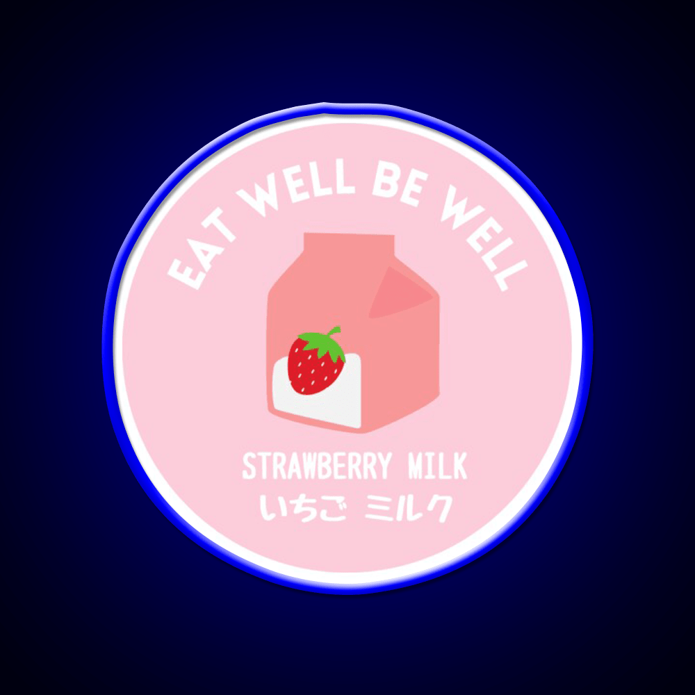 Pink Strawberry Milk Carton Japanese Food Snack Food Led Neon Sign Rgb Color - Shineneon