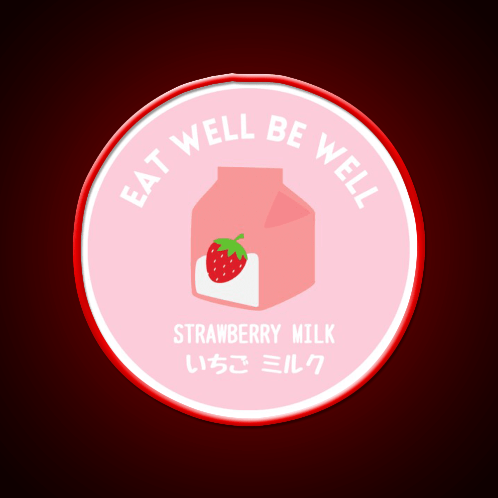 Pink Strawberry Milk Carton Japanese Food Snack Food Led Neon Sign Rgb Color - Shineneon