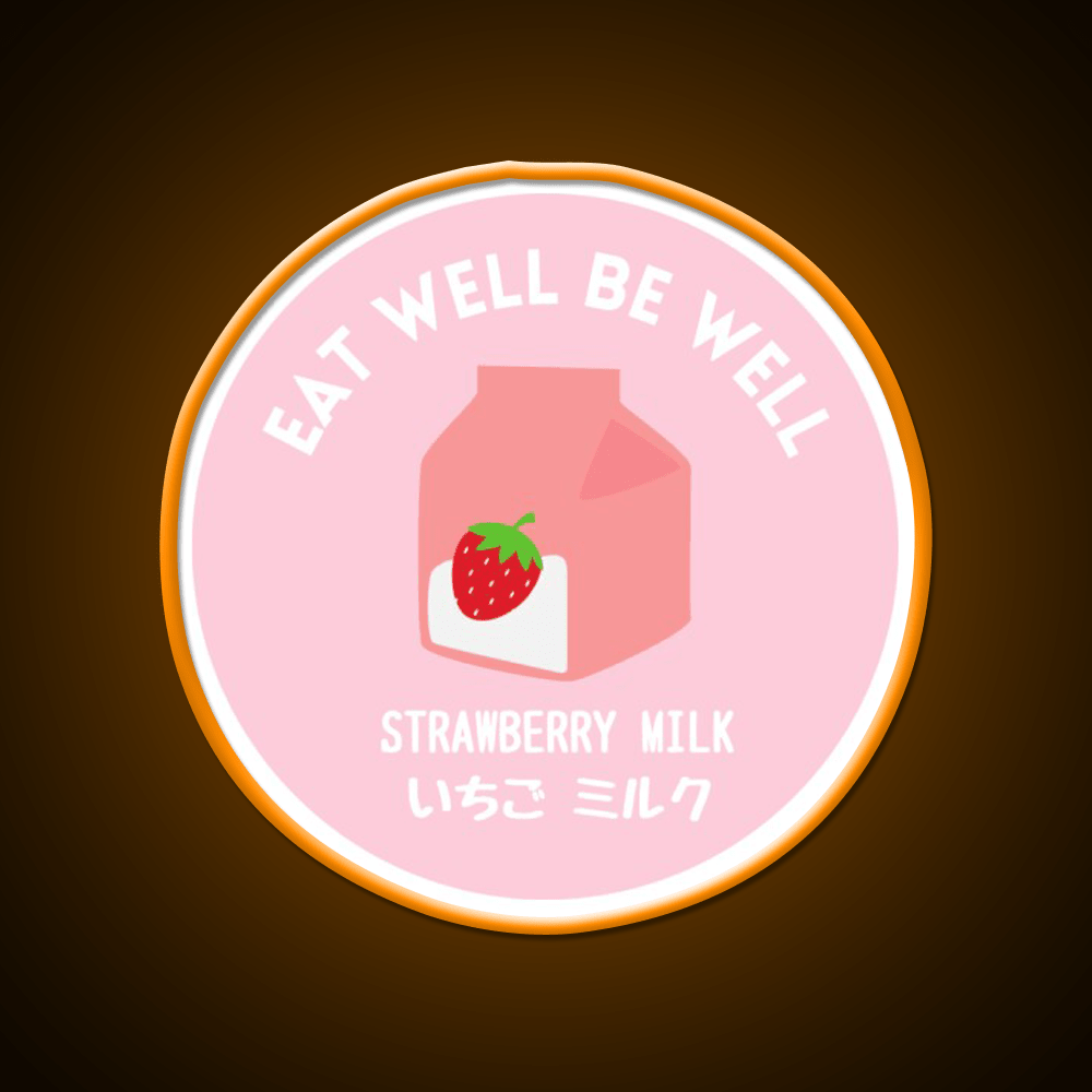 Pink Strawberry Milk Carton Japanese Food Snack Food Led Neon Sign Rgb Color - Shineneon