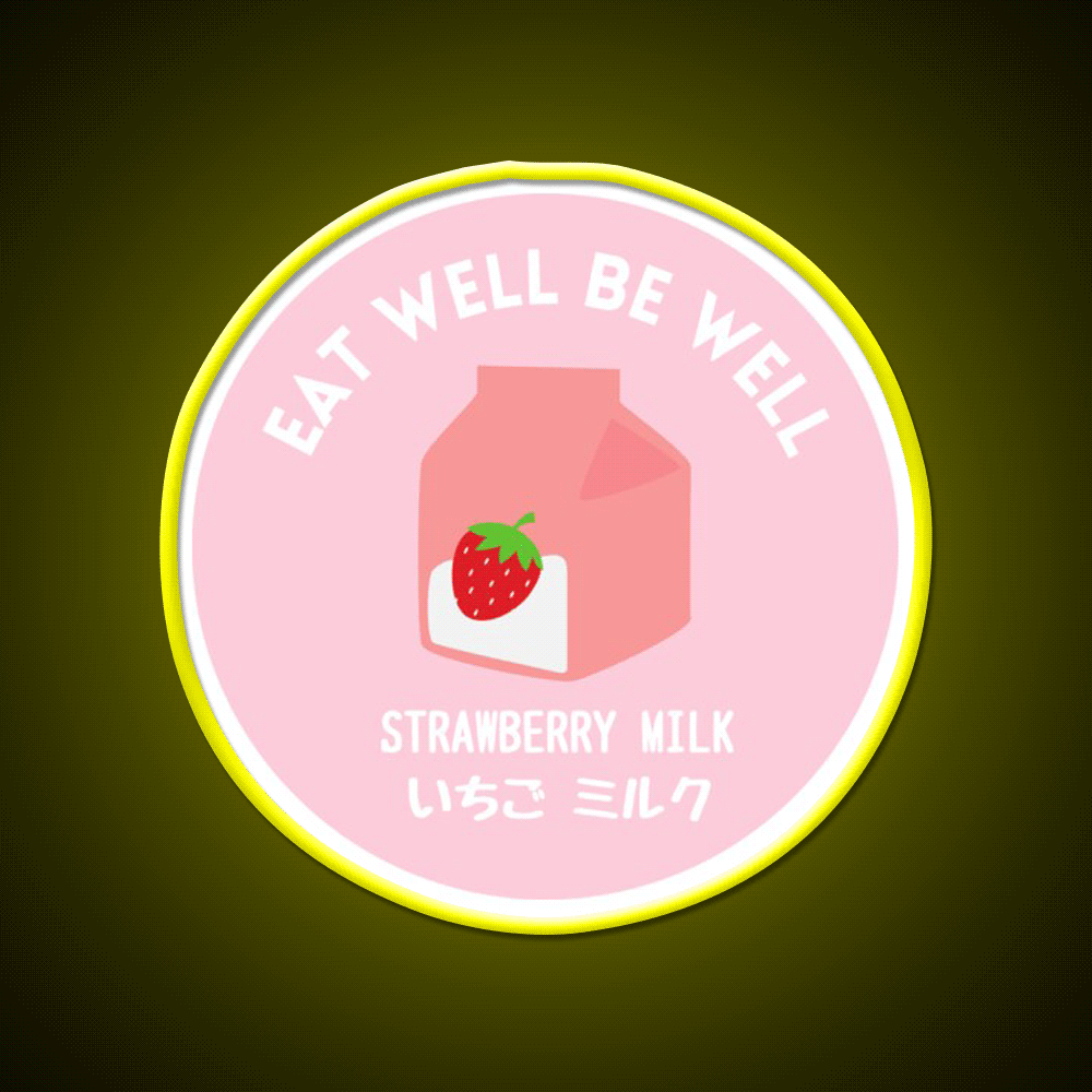 Pink Strawberry Milk Carton Japanese Food Snack Food Led Neon Sign Rgb Color - Custom LED neon sign front view