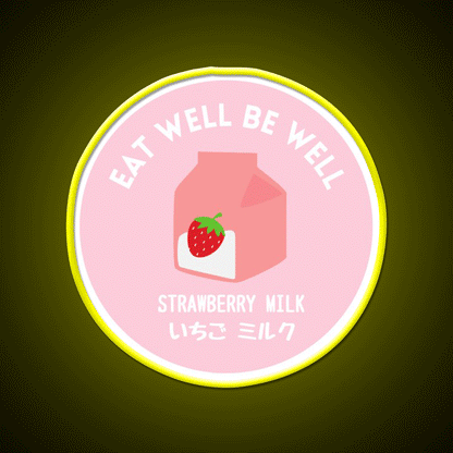 Pink Strawberry Milk Carton Japanese Food Snack Food Led Neon Sign Rgb Color - Custom LED neon sign front view