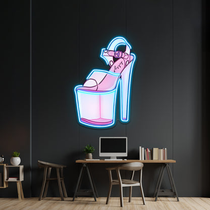 Pink Stripper Heel Artwork Led Neon Signs Custom