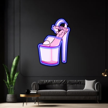 Pink Stripper Heel Artwork Led Neon Signs Custom