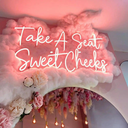 Pink Take A Seat Sweet Cheeks Led Neon Sign For Cafe Or Sweet Shop Decor | Shineneon