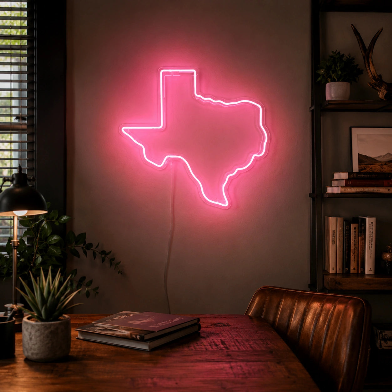 Pink Texas State Neon Sign LED Neon Sign real lifestyle scene