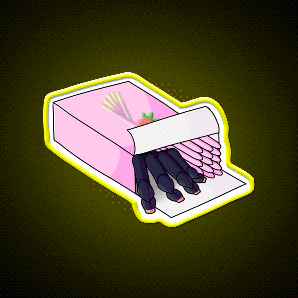 Pink Toe Tarantula Hiding As Pocky Sticks Snack Food Led Neon Sign Rgb Color - Custom LED neon sign front view