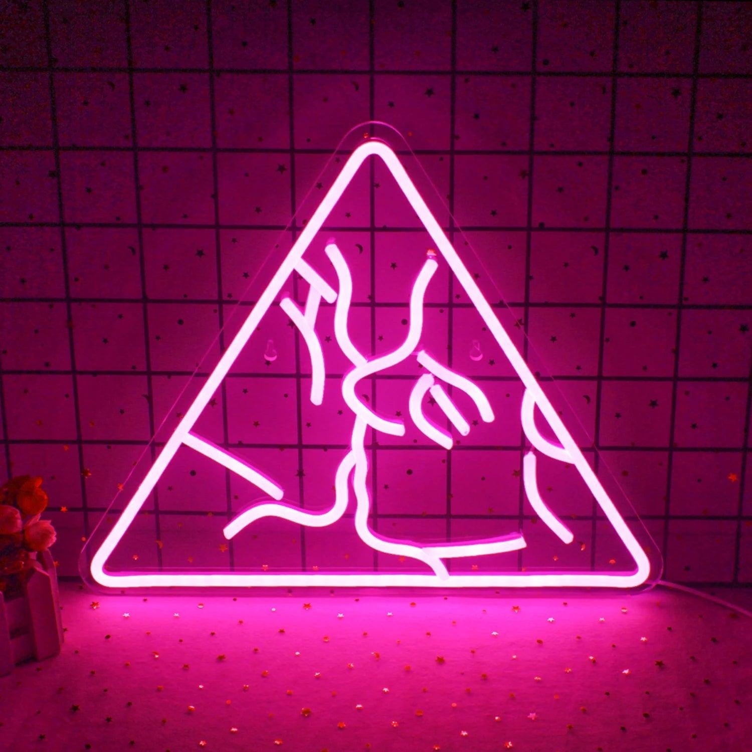 Pink Triangle Abstract Line Led Neon Sign For Home Studio Decor - Shineneon