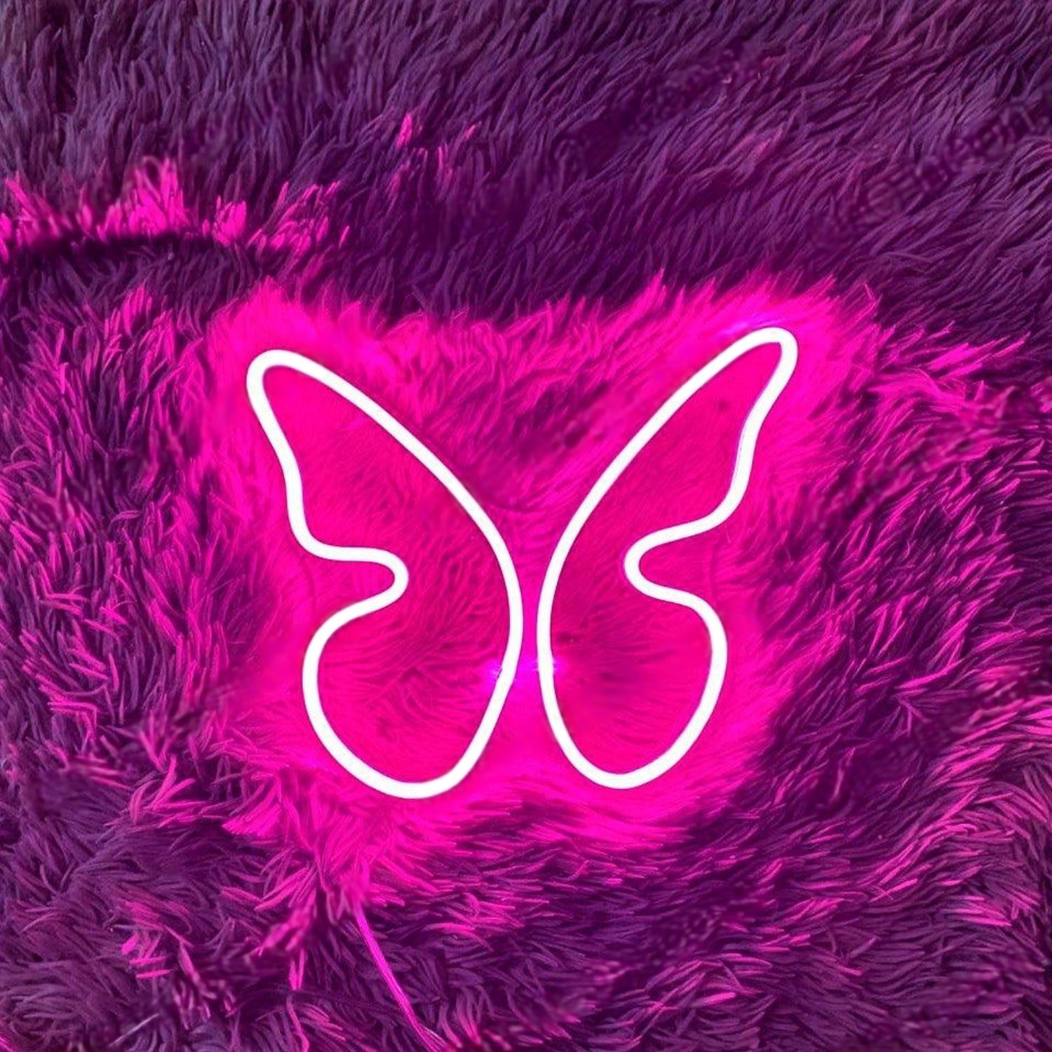 Pink-White Butterfly Wings Led Neon Sign For Bedroom Cafe Nursery Decor | Shineneon