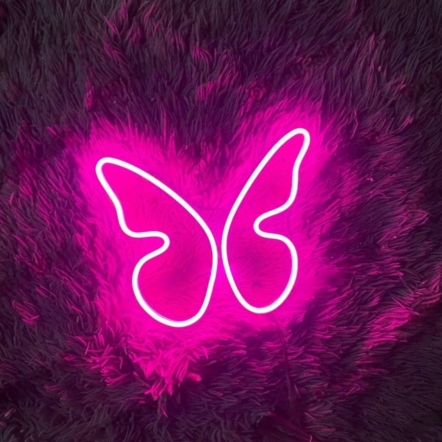 Pink-White Butterfly Wings Led Neon Sign For Bedroom Cafe Nursery Decor | Shineneon