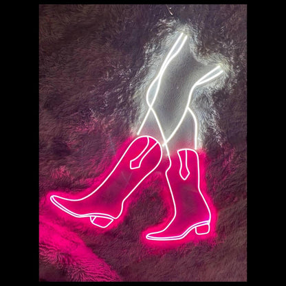 Pink-White Cowboy Boots Led Neon Sign For Indoor Western Decor | Shineneon