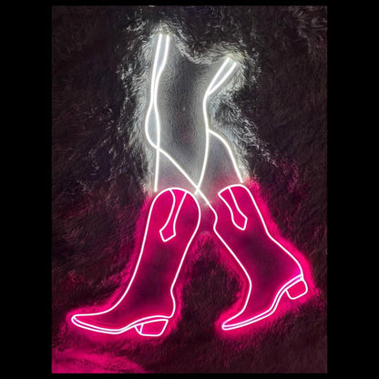 Pink-White Cowboy Boots Led Neon Sign For Indoor Western Decor | Shineneon