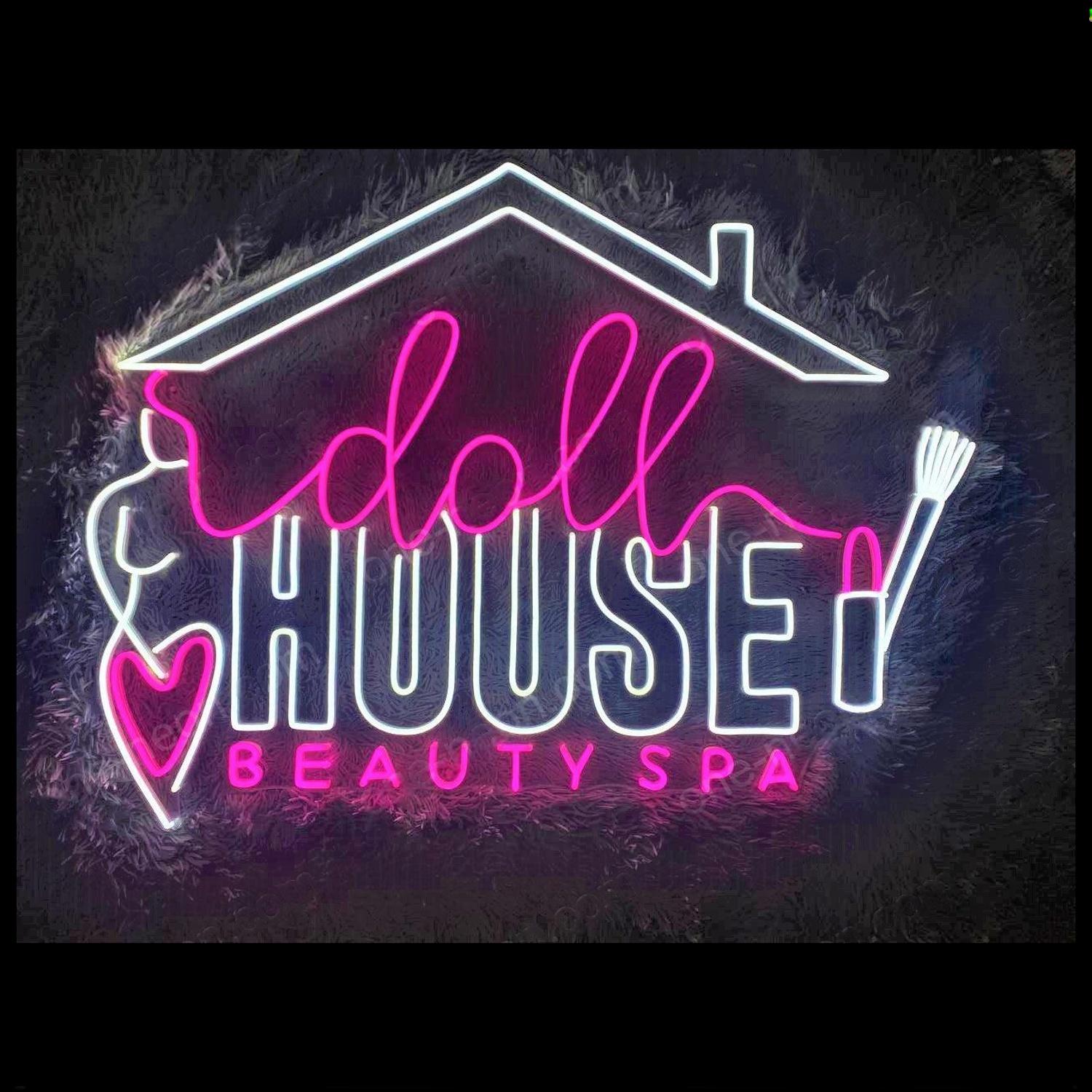 Pink-White Doll House Beauty Spa Led Neon Sign For Beauty Salon Decor | Shineneon