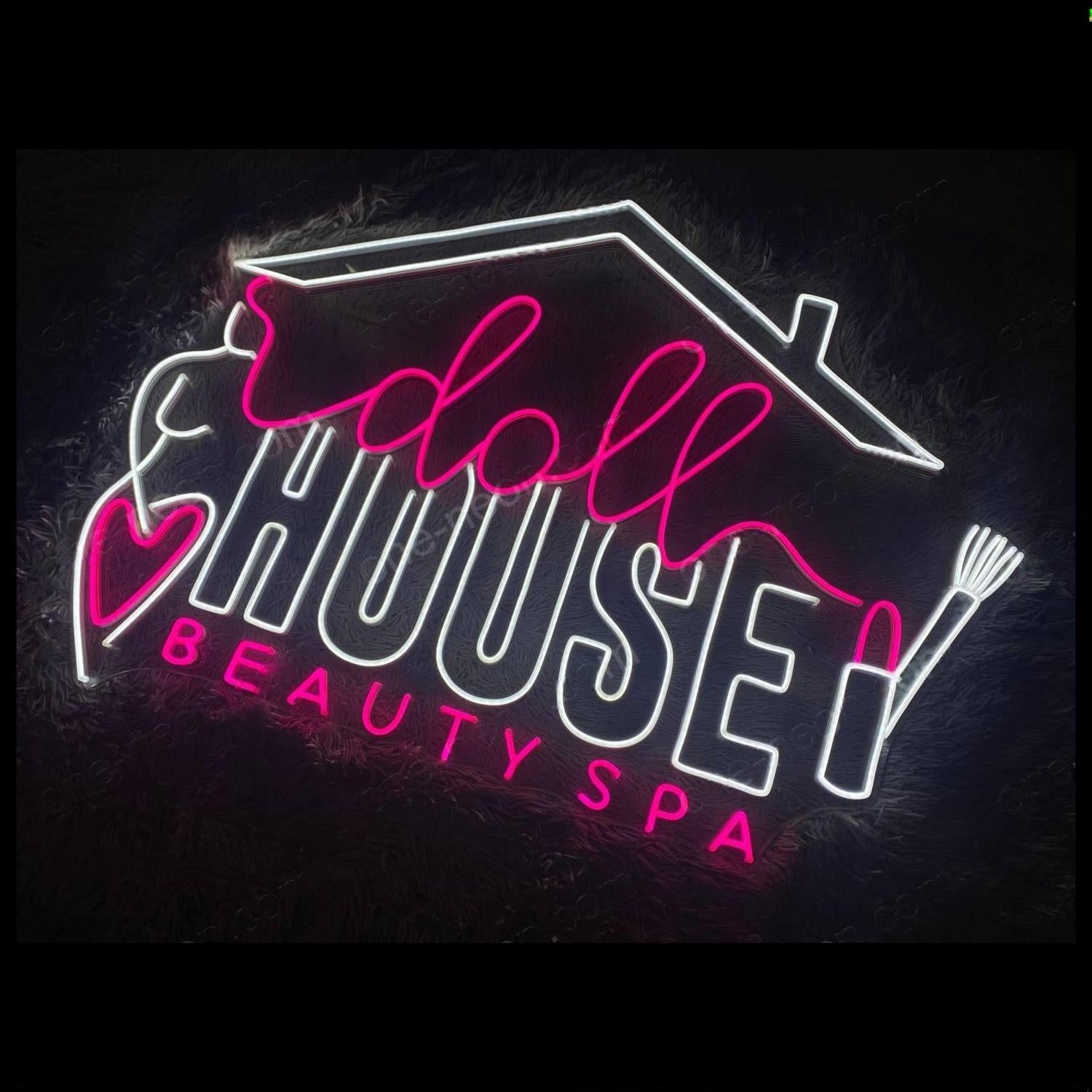 Pink-White Doll House Beauty Spa Led Neon Sign For Beauty Salon Decor | Shineneon