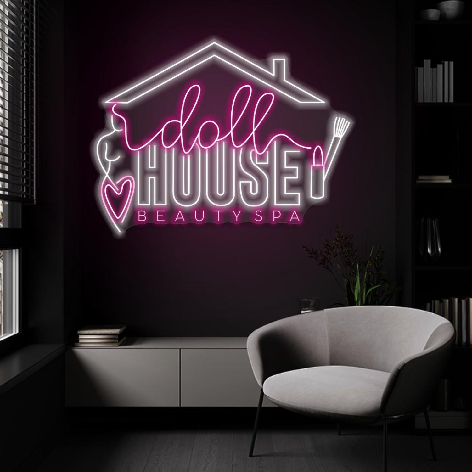 Pink-White Doll House Beauty Spa Led Neon Sign For Beauty Salon Decor | Shineneon