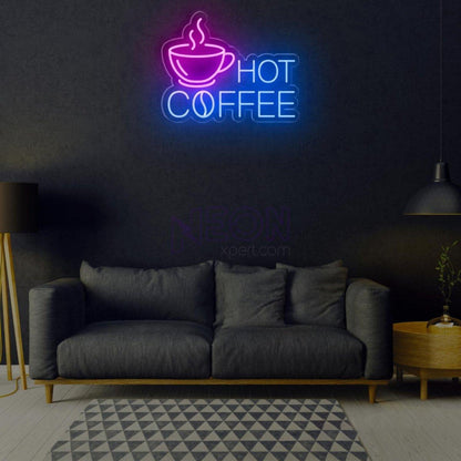 Pink White Hot Coffee Led Neon Sign With Cup Design For Cafe Home Bar Decor | Shineneon