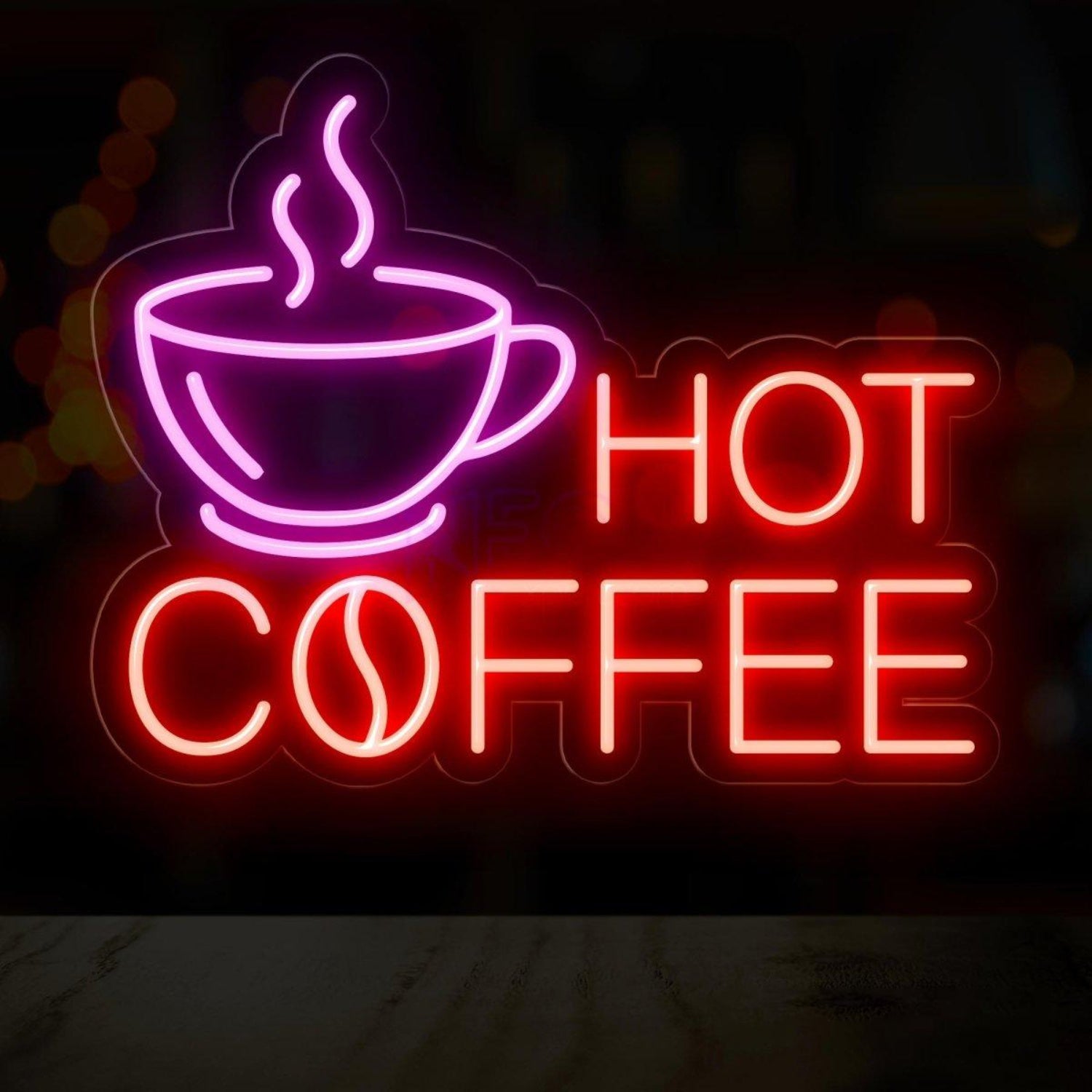 Pink White Hot Coffee Led Neon Sign With Cup Design For Cafe Home Bar Decor | Shineneon