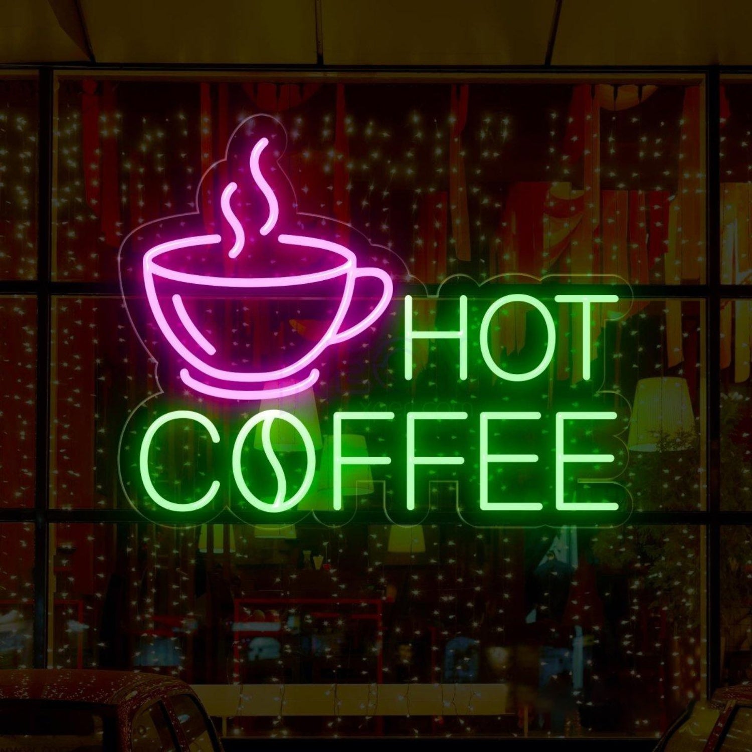 Pink White Hot Coffee Led Neon Sign With Cup Design For Cafe Home Bar Decor | Shineneon