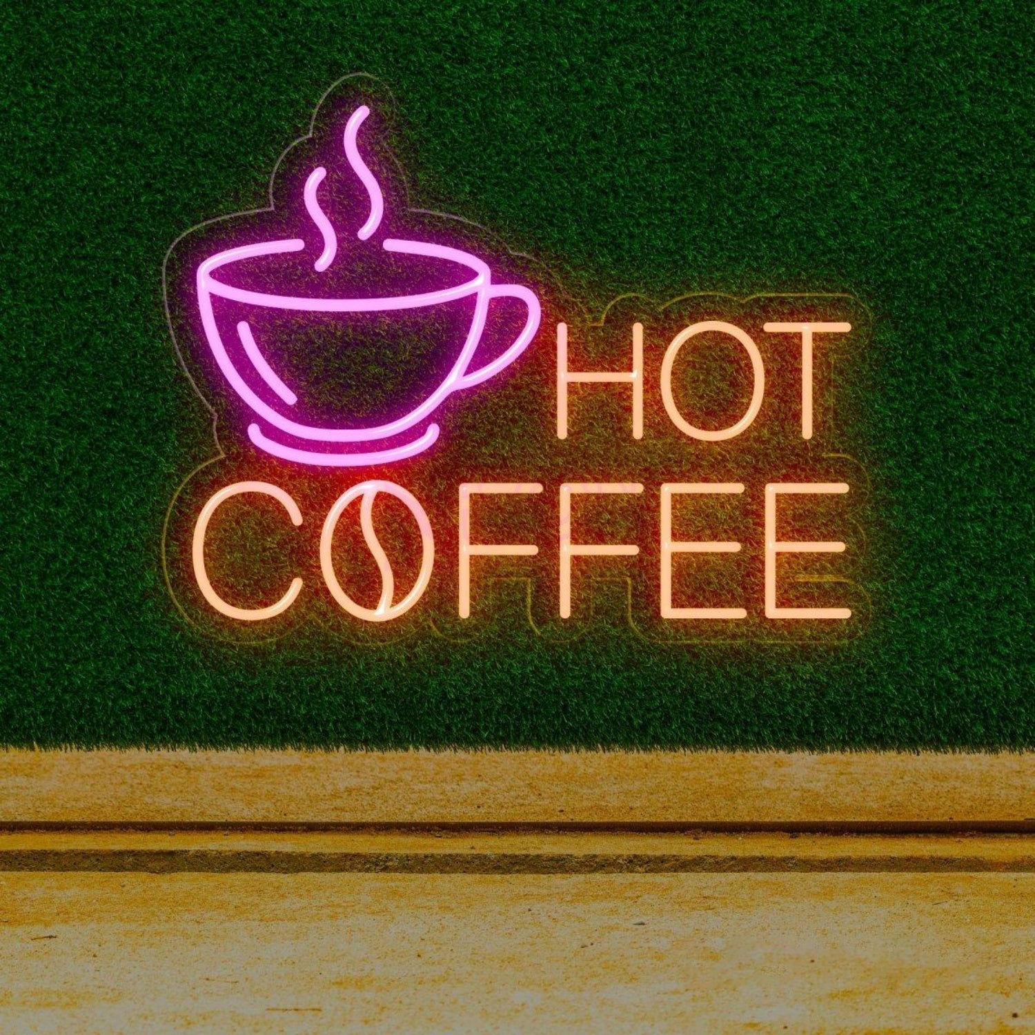 Pink White Hot Coffee Led Neon Sign With Cup Design For Cafe Home Bar Decor | Shineneon