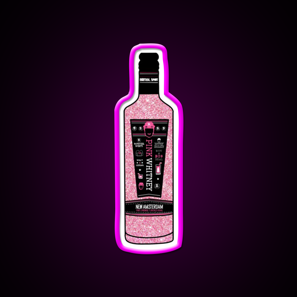 Pink Whitney Glitter Beer Bar Decor Led Neon Sign Rgb Color - Neon sign mounted on wall in room