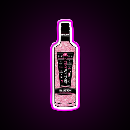 Pink Whitney Glitter Beer Bar Decor Led Neon Sign Rgb Color - Neon sign mounted on wall in room