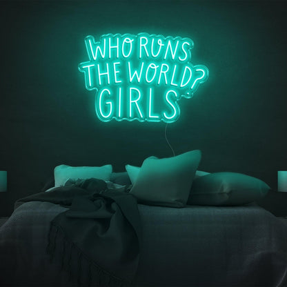 Pink Who Runs The World Girls Led Neon Sign Bedroom Wall Art | Shineneon
