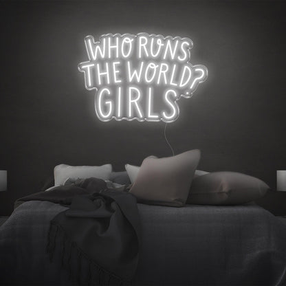 Pink Who Runs The World Girls Led Neon Sign Bedroom Wall Art | Shineneon