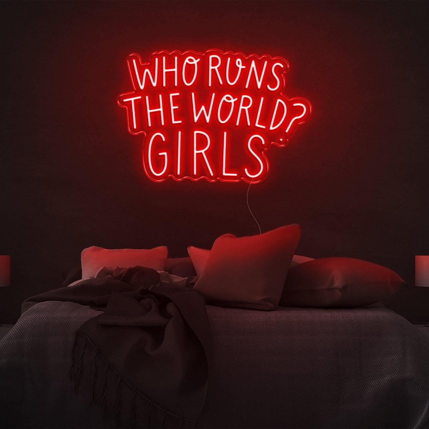 Pink Who Runs The World Girls Led Neon Sign Bedroom Wall Art | Shineneon