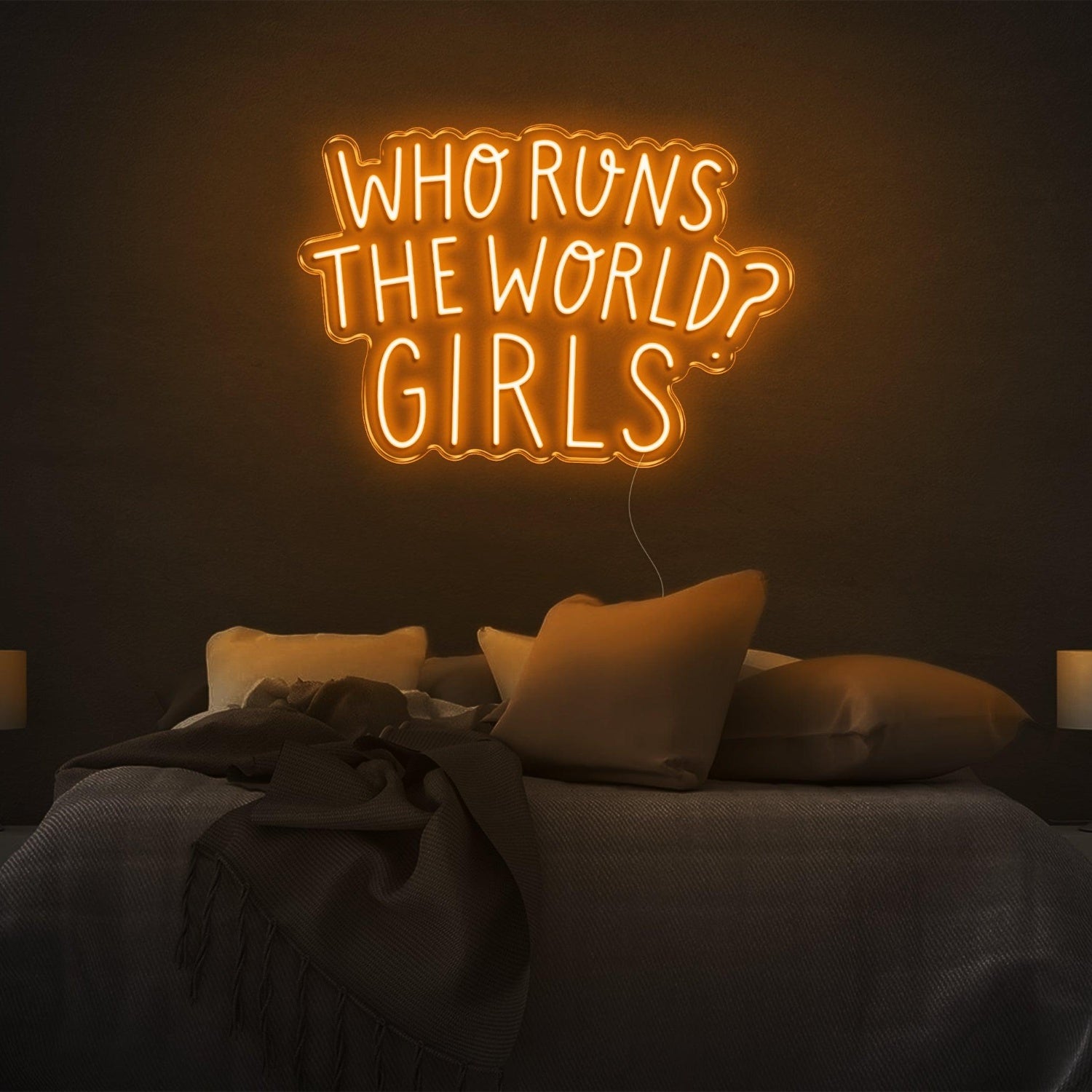 Pink Who Runs The World Girls Led Neon Sign Bedroom Wall Art | Shineneon