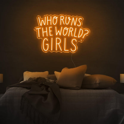 Pink Who Runs The World Girls Led Neon Sign Bedroom Wall Art | Shineneon