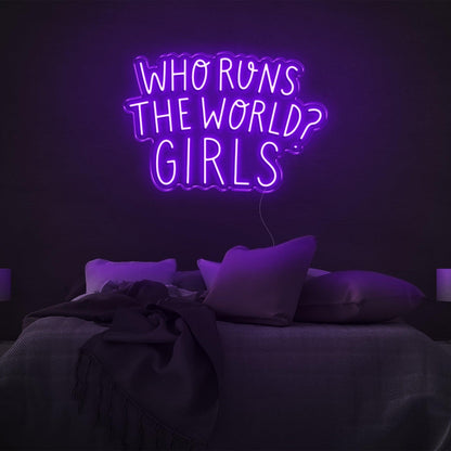 Pink Who Runs The World Girls Led Neon Sign Bedroom Wall Art | Shineneon