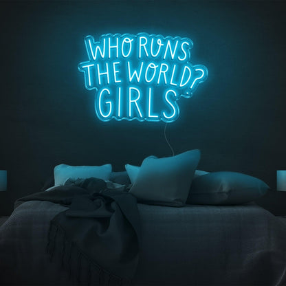 Pink Who Runs The World Girls Led Neon Sign Bedroom Wall Art | Shineneon