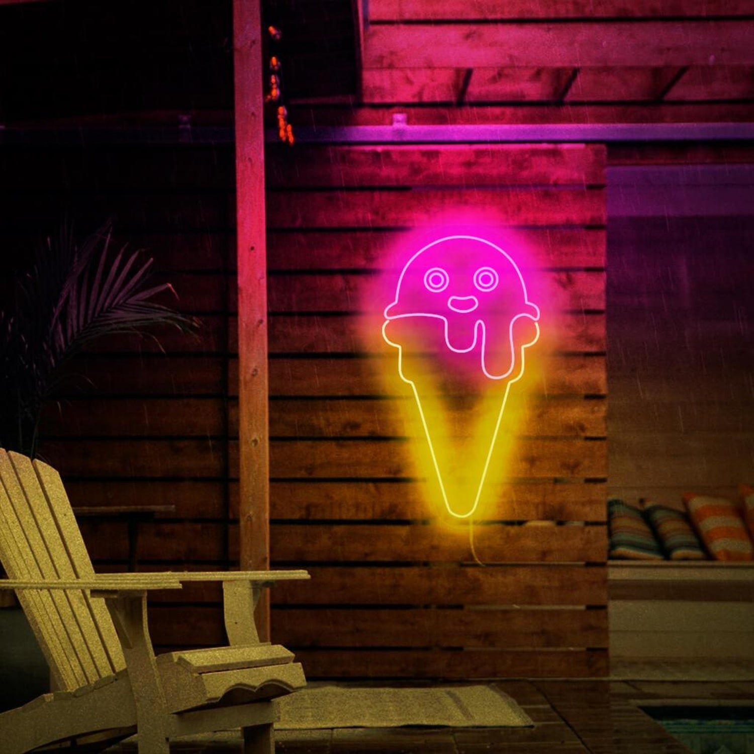 Pink - Yellow Cartoon Ice Cream Led Neon Sign For Indoor Living Room Decor 1 - Shineneon