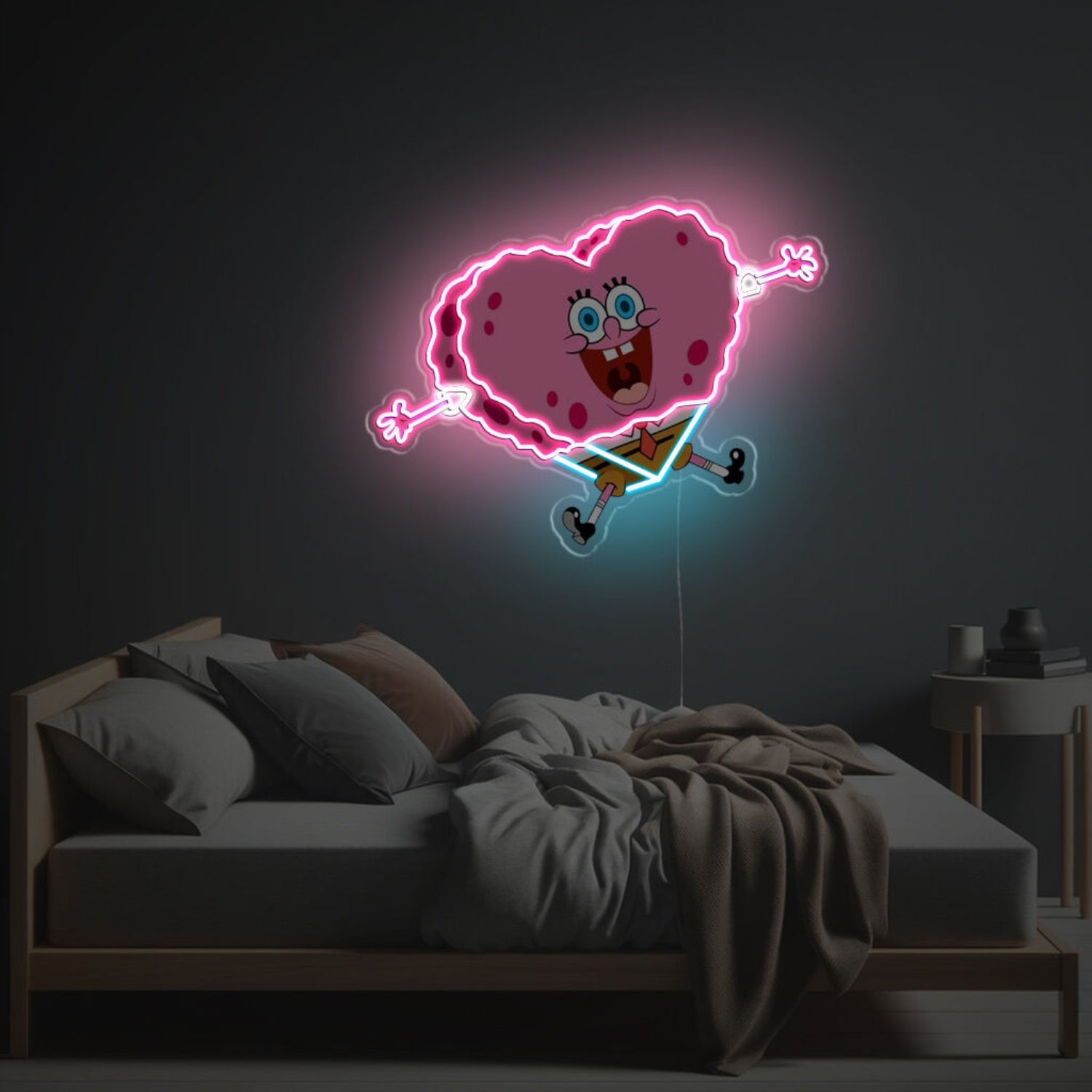 Pinky Heart Shaped Spongebob Led Neon Acrylic Artwork | Shineneon