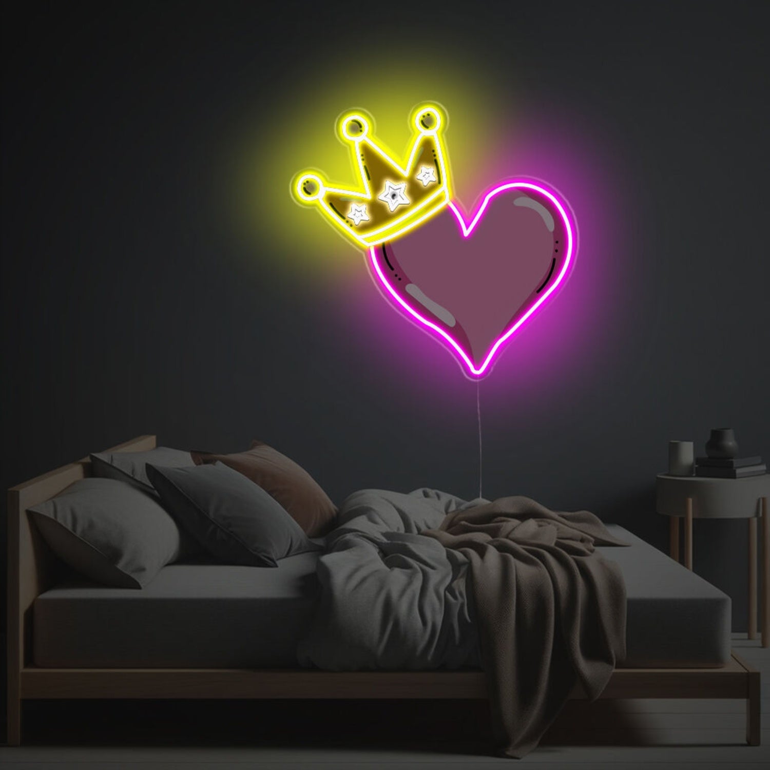 Pinky Heart With Crown Led Neon Acrylic Artwork | Shineneon