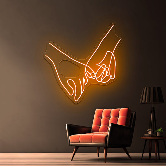 Pinky Swear Line Art Wall Artwork Neon Signs