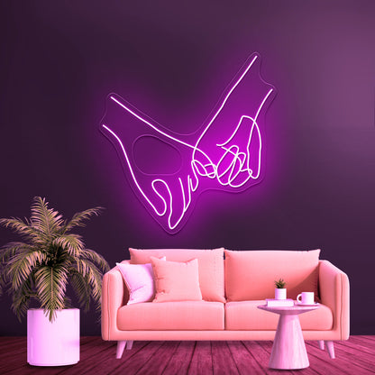 Pinky Swear Line Art Wall Artwork Neon Signs