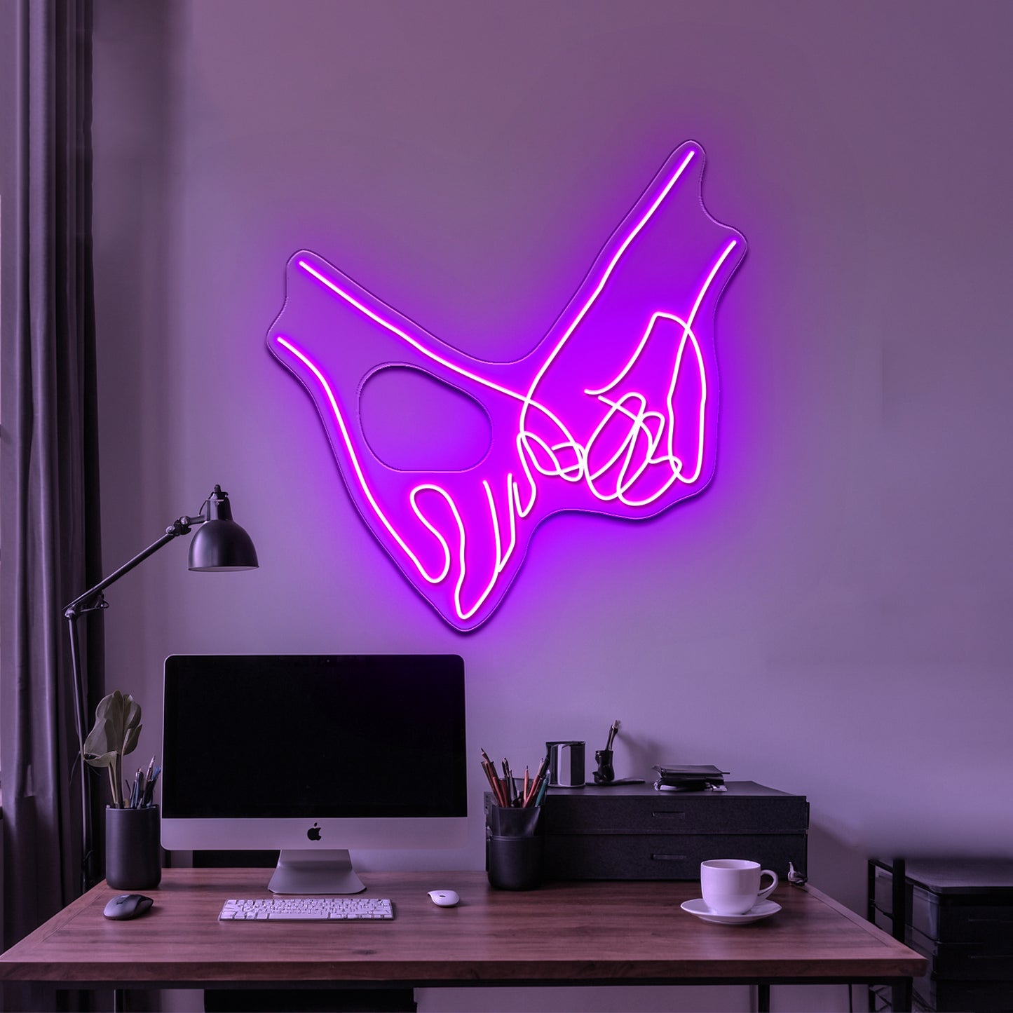 Pinky Swear Line Art Wall Artwork Neon Signs