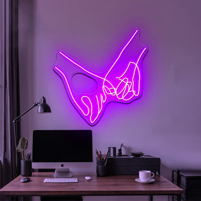 Pinky Swear Line Art Wall Artwork Neon Signs