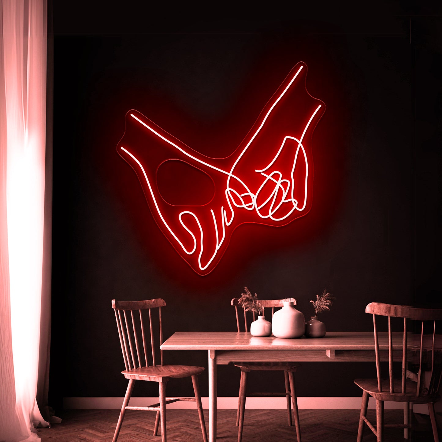 Pinky Swear Line Art Wall Artwork Neon Signs