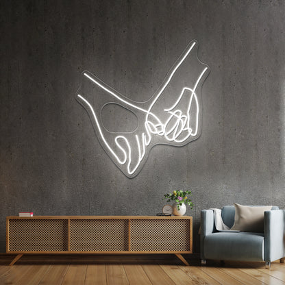 Pinky Swear Line Art Wall Artwork Neon Signs